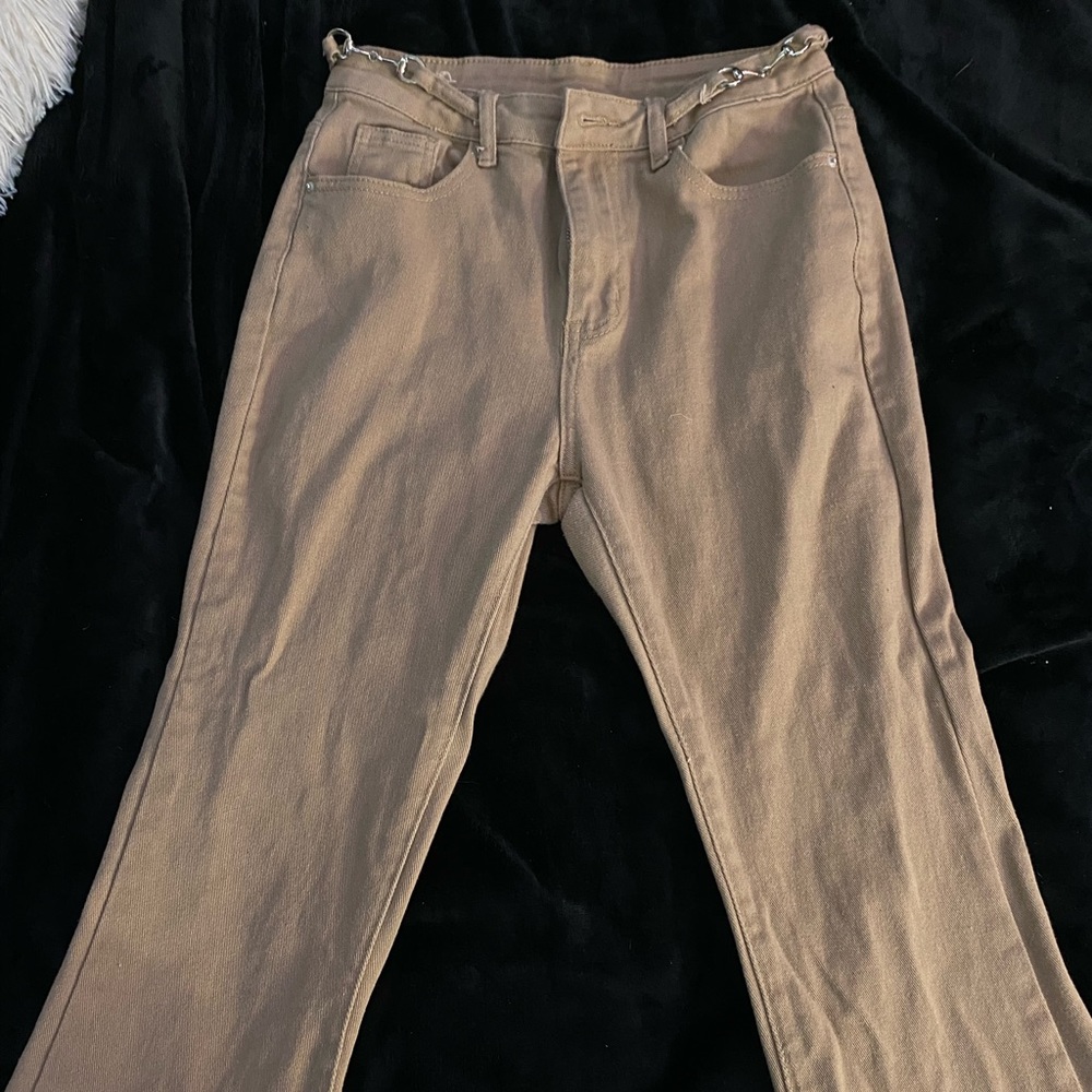 Shein wide Flair khaki jeans
